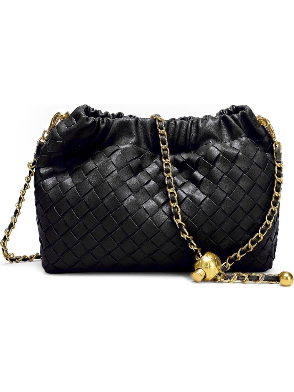 👜 Women's Black Faux Leather Crossbody Bag Trendy Dumpling Evening Purse
